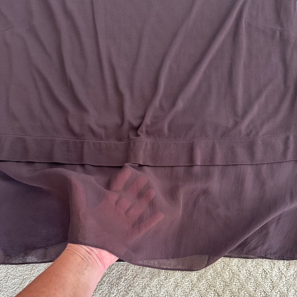 Eileen Fisher Long Sleeve Silk Tunic Top Sheer Hem Brown 1X Relaxed Flowy Casual - Picture 4 of 12